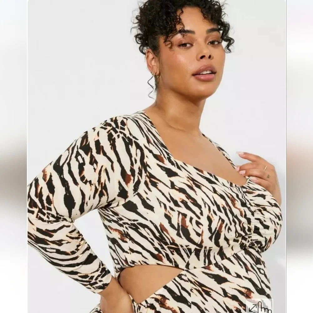 NWT Torrid Zebra Print Side Cutout Midi Dress - Size 2X - Picture 4 of 9
